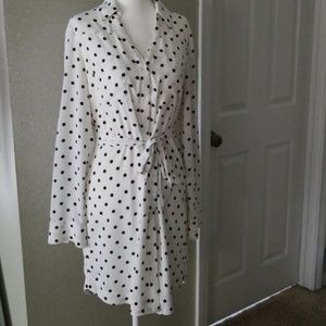EXPRESS belted polka dot lined shirtdress